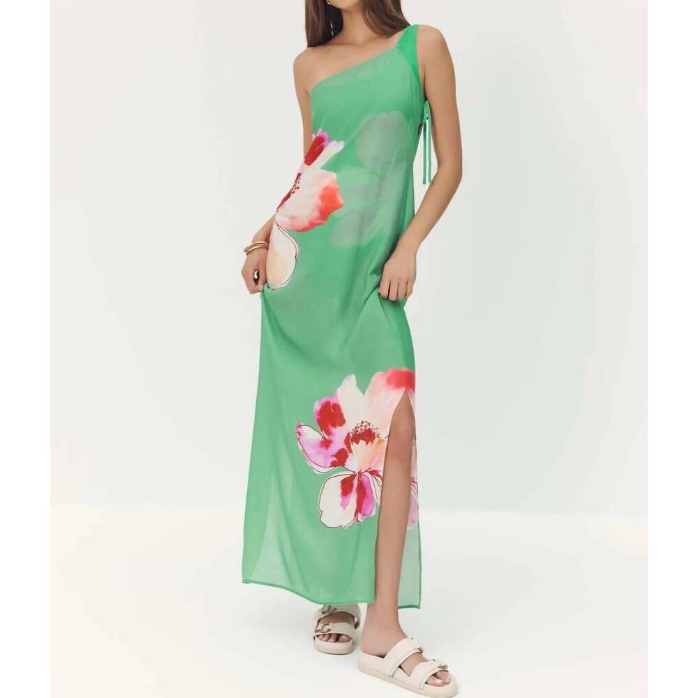 NEW HUTCH gweny cover-up dress in green placement watercolor